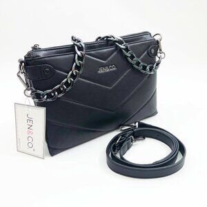 NWT Jen & Co. Britt Vegan Puffer Crossbody Bag Black 11x8x2 inches